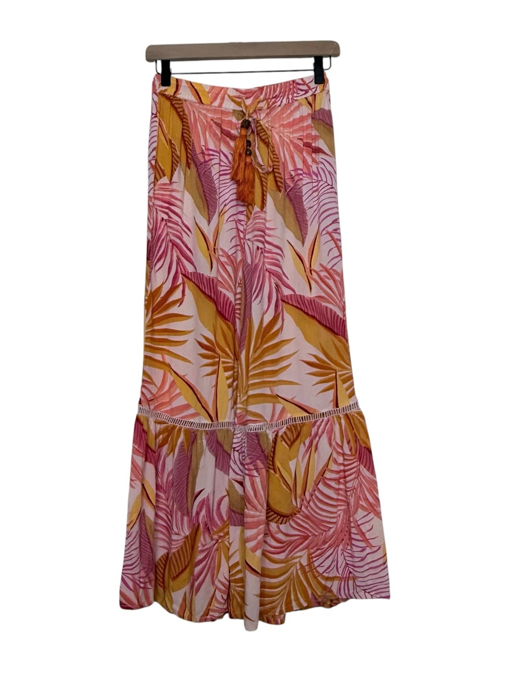 True Destinations XS Tropical Resort Pants Wide Leg Palm Leaf Cruise Vacation